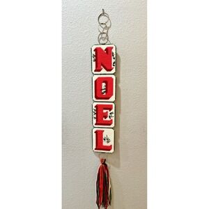 Vintage Christmas! Plastic Needlepoint Wall Hanging NOEL Sign Handmade Retro